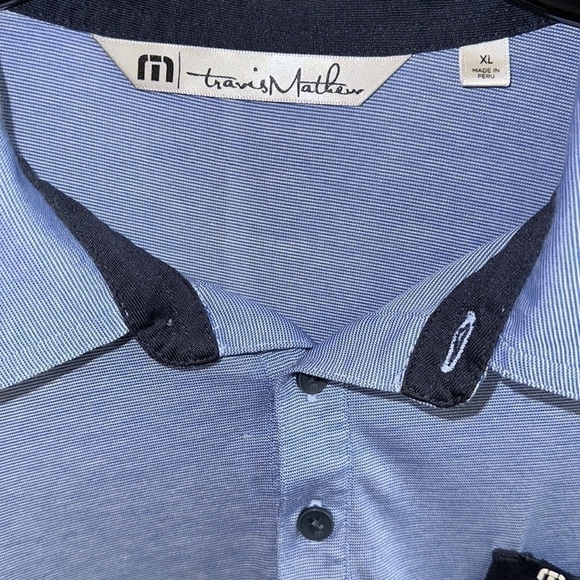 Travis Mathew Blue Colorblock Short Sleeve Polo Shirt Size XL - Picture 4 of 6